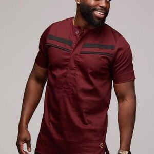 Men's Maroon Casual Button Down Shirt